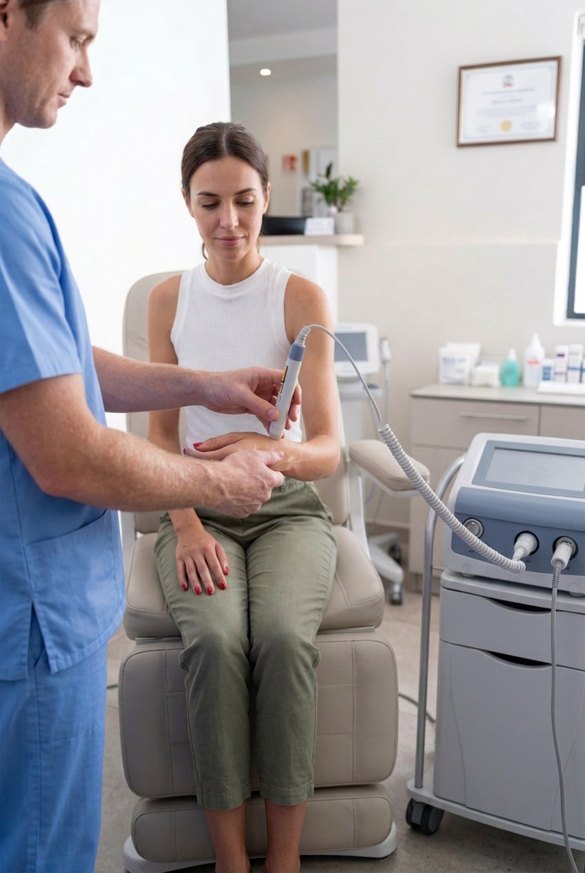 Shockwave therapy on hand for pain